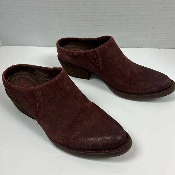 Born Starr Cherry Brown Distressed Leatger Heeled Slip On Booties Size 6.5 - Picture 3 of 8